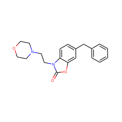 O=c1oc2cc(Cc3ccccc3)ccc2n1CCN1CCOCC1 ZINC000032024400