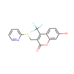 O=c1oc2cc(O)ccc2c(C(F)(F)F)c1CSc1ccccn1 ZINC000045336695