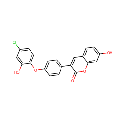 O=c1oc2cc(O)ccc2cc1-c1ccc(Oc2ccc(Cl)cc2O)cc1 ZINC000021263132