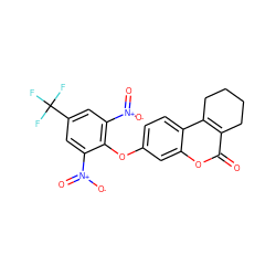 O=c1oc2cc(Oc3c([N+](=O)[O-])cc(C(F)(F)F)cc3[N+](=O)[O-])ccc2c2c1CCCC2 ZINC000008666847