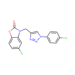 O=c1oc2ccc(Cl)cc2n1Cc1cn(-c2ccc(Cl)cc2)nn1 ZINC000103275527