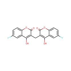 O=c1oc2ccc(F)cc2c(O)c1Cc1c(O)c2cc(F)ccc2oc1=O ZINC000045256688