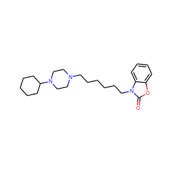 O=c1oc2ccccc2n1CCCCCCN1CCN(C2CCCCC2)CC1 ZINC000029134360