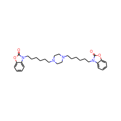 O=c1oc2ccccc2n1CCCCCCN1CCN(CCCCCCn2c(=O)oc3ccccc32)CC1 ZINC000144129740