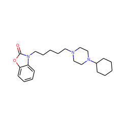 O=c1oc2ccccc2n1CCCCCN1CCN(C2CCCCC2)CC1 ZINC000029134417