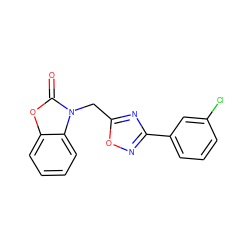 O=c1oc2ccccc2n1Cc1nc(-c2cccc(Cl)c2)no1 ZINC000071073228