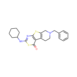 O=c1sc(NC2CCCCC2)nc2sc3c(c12)CCN(Cc1ccccc1)C3 ZINC000013678177