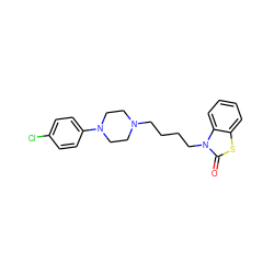 O=c1sc2ccccc2n1CCCCN1CCN(c2ccc(Cl)cc2)CC1 ZINC000299823477