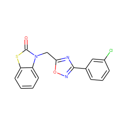 O=c1sc2ccccc2n1Cc1nc(-c2cccc(Cl)c2)no1 ZINC000084918437