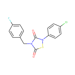 O=c1sn(-c2ccc(Cl)cc2)c(=O)n1Cc1ccc(F)cc1 ZINC000084669671