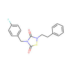 O=c1sn(CCc2ccccc2)c(=O)n1Cc1ccc(F)cc1 ZINC000040860820