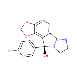 O[C@@]1(c2ccc(Cl)cc2)c2c(ccc3c2OCO3)C2=NCCN21 ZINC000001662061