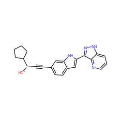 O[C@@H](C#Cc1ccc2cc(-c3n[nH]c4cccnc34)[nH]c2c1)C1CCCC1 ZINC000066075376