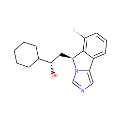 O[C@@H](C[C@H]1c2c(F)cccc2-c2cncn21)C1CCCCC1 ZINC000205776626