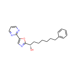 O[C@@H](CCCCCCc1ccccc1)c1ncc(-c2ncccn2)o1 ZINC000013611977