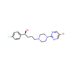 O[C@@H](CCCN1CCN(c2ncc(Br)cn2)CC1)c1ccc(F)cc1 ZINC000013730870