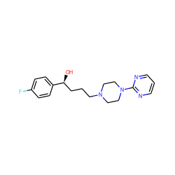 O[C@@H](CCCN1CCN(c2ncccn2)CC1)c1ccc(F)cc1 ZINC000013730858