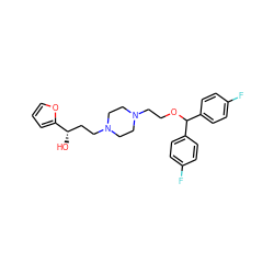 O[C@@H](CCN1CCN(CCOC(c2ccc(F)cc2)c2ccc(F)cc2)CC1)c1ccco1 ZINC000022927424