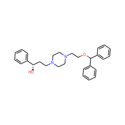 O[C@@H](CCN1CCN(CCOC(c2ccccc2)c2ccccc2)CC1)c1ccccc1 ZINC000019360476