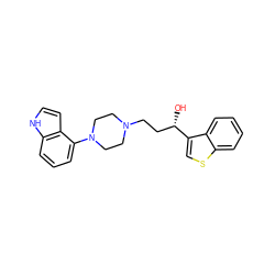 O[C@@H](CCN1CCN(c2cccc3[nH]ccc23)CC1)c1csc2ccccc12 ZINC000000594917