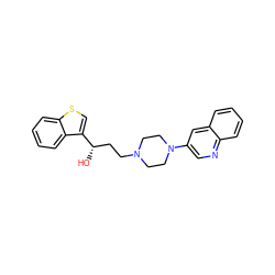 O[C@@H](CCN1CCN(c2cnc3ccccc3c2)CC1)c1csc2ccccc12 ZINC000013491126