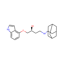 O[C@@H](CCNC12CC3CC(CC(C3)C1)C2)COc1cccc2[nH]ccc12 ZINC000028823938