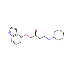 O[C@@H](CCNC1CCCCC1)COc1cccc2[nH]ccc12 ZINC000028823886