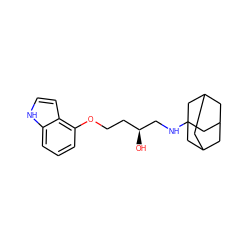 O[C@@H](CCOc1cccc2[nH]ccc12)CNC12CC3CC(CC(C3)C1)C2 ZINC000028823884