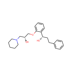 O[C@@H](CCc1ccccc1)c1ccccc1OC[C@H](O)CN1CCCCC1 ZINC000013529028