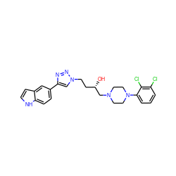 O[C@@H](CCn1cc(-c2ccc3[nH]ccc3c2)nn1)CN1CCN(c2cccc(Cl)c2Cl)CC1 ZINC000473099818