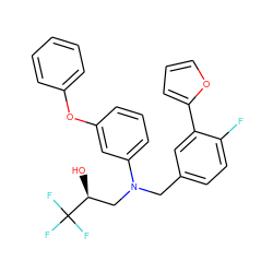 O[C@@H](CN(Cc1ccc(F)c(-c2ccco2)c1)c1cccc(Oc2ccccc2)c1)C(F)(F)F ZINC000029389930