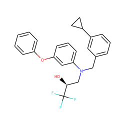 O[C@@H](CN(Cc1cccc(C2CC2)c1)c1cccc(Oc2ccccc2)c1)C(F)(F)F ZINC000013490918