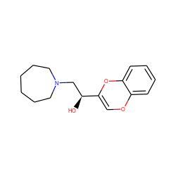 O[C@@H](CN1CCCCCC1)C1=COc2ccccc2O1 ZINC000028087661