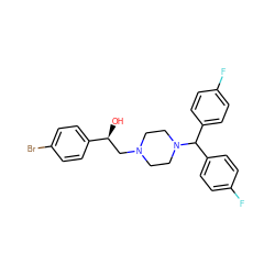 O[C@@H](CN1CCN(C(c2ccc(F)cc2)c2ccc(F)cc2)CC1)c1ccc(Br)cc1 ZINC000209573682