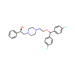 O[C@@H](CN1CCN(CCOC(c2ccc(F)cc2)c2ccc(F)cc2)CC1)c1ccccc1 ZINC000022925320