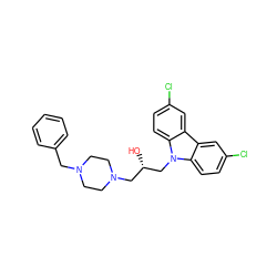 O[C@@H](CN1CCN(Cc2ccccc2)CC1)Cn1c2ccc(Cl)cc2c2cc(Cl)ccc21 ZINC000019720755