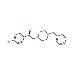 O[C@@H](CN1CCN(Cc2ccccc2)CC1)c1ccc(Br)cc1 ZINC000019801790