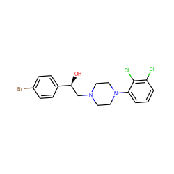 O[C@@H](CN1CCN(c2cccc(Cl)c2Cl)CC1)c1ccc(Br)cc1 ZINC000209582136