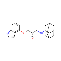 O[C@@H](CNC12CC3CC(CC(C3)C1)C2)COc1cccc2[nH]ccc12 ZINC000028823862