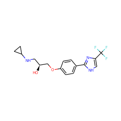 O[C@@H](CNC1CC1)COc1ccc(-c2nc(C(F)(F)F)c[nH]2)cc1 ZINC000028015982