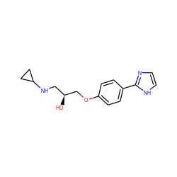 O[C@@H](CNC1CC1)COc1ccc(-c2ncc[nH]2)cc1 ZINC000028014670