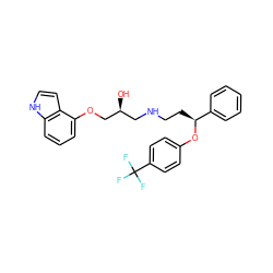 O[C@@H](CNCC[C@H](Oc1ccc(C(F)(F)F)cc1)c1ccccc1)COc1cccc2[nH]ccc12 ZINC000002004799