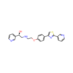 O[C@@H](CNCCOc1ccc(-c2csc(-c3cccnc3)n2)cc1)c1cccnc1 ZINC000028959030