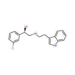 O[C@@H](CNCCc1c[nH]c2ccccc12)c1cccc(Cl)c1 ZINC000001890981