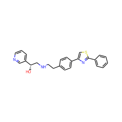 O[C@@H](CNCCc1ccc(-c2csc(-c3ccccc3)n2)cc1)c1cccnc1 ZINC000028958888