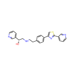 O[C@@H](CNCCc1ccc(-c2csc(-c3cccnc3)n2)cc1)c1cccnc1 ZINC000028958896