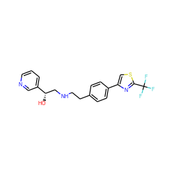 O[C@@H](CNCCc1ccc(-c2csc(C(F)(F)F)n2)cc1)c1cccnc1 ZINC000028958907