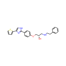 O[C@@H](CNCCc1ccccc1)COc1ccc(-c2nc(-c3cccs3)c[nH]2)cc1 ZINC000028012504