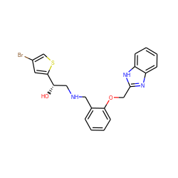 O[C@@H](CNCc1ccccc1OCc1nc2ccccc2[nH]1)c1cc(Br)cs1 ZINC000014966925