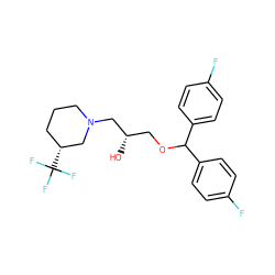 O[C@@H](COC(c1ccc(F)cc1)c1ccc(F)cc1)CN1CCC[C@@H](C(F)(F)F)C1 ZINC000013113266